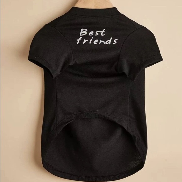 Small Dog Or Cat Pet Tee T-Shirt Best Friends Black Clothing - Picture 4 of 6